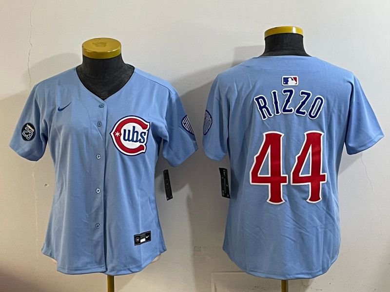 Women 2025 Chicago Cubs #44 Rizzo Light blue Game Nike MLB Jersey style 03
